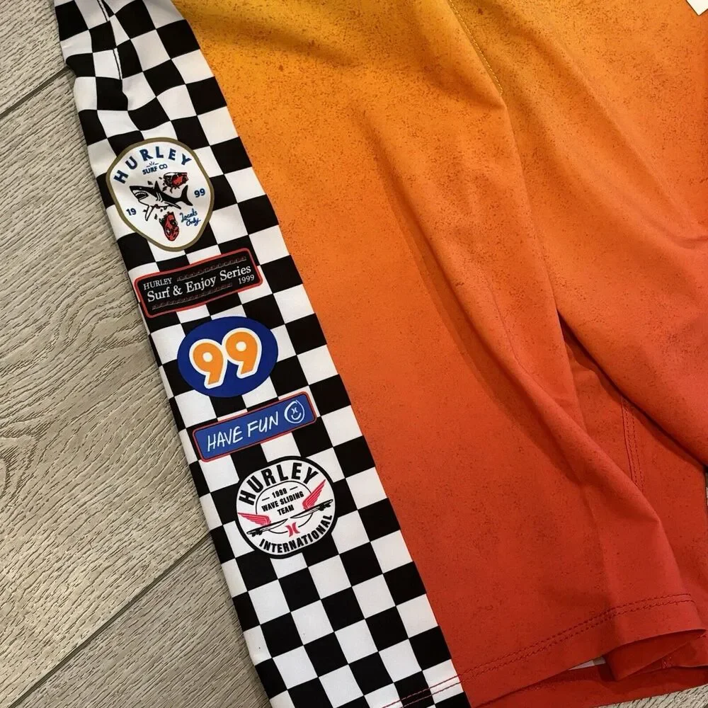 Hurley Nascar Phantom Board‎ Shorts Racetrack Size 30 Orange Swim NWT